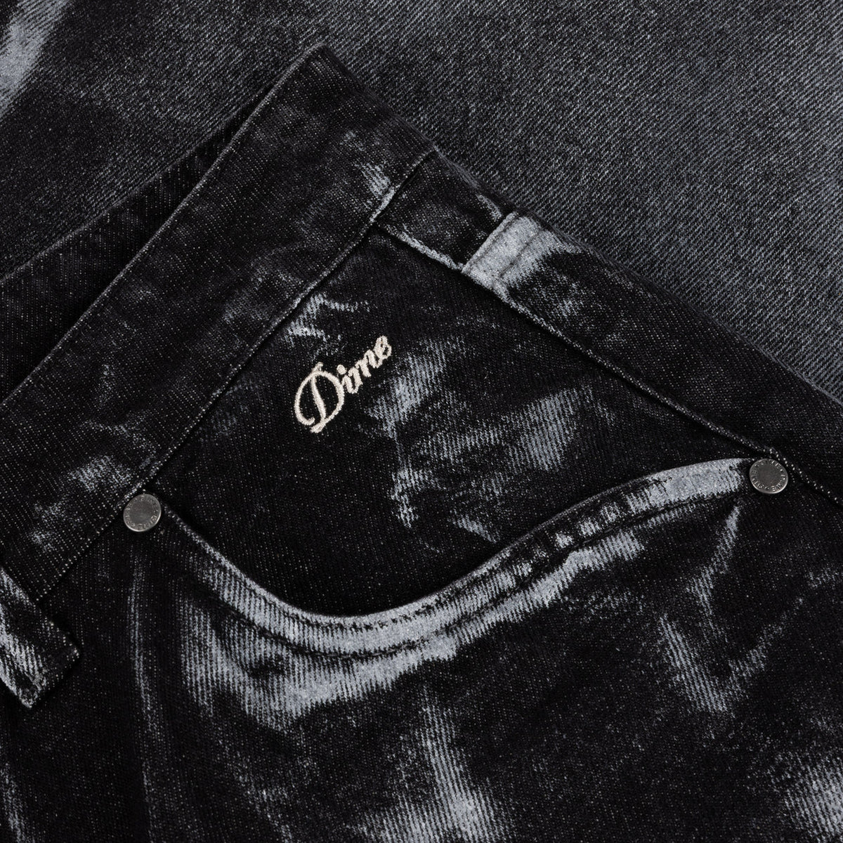 DIME MTL BAGGY DENIM PANTS BLACK/WHITE PAINT