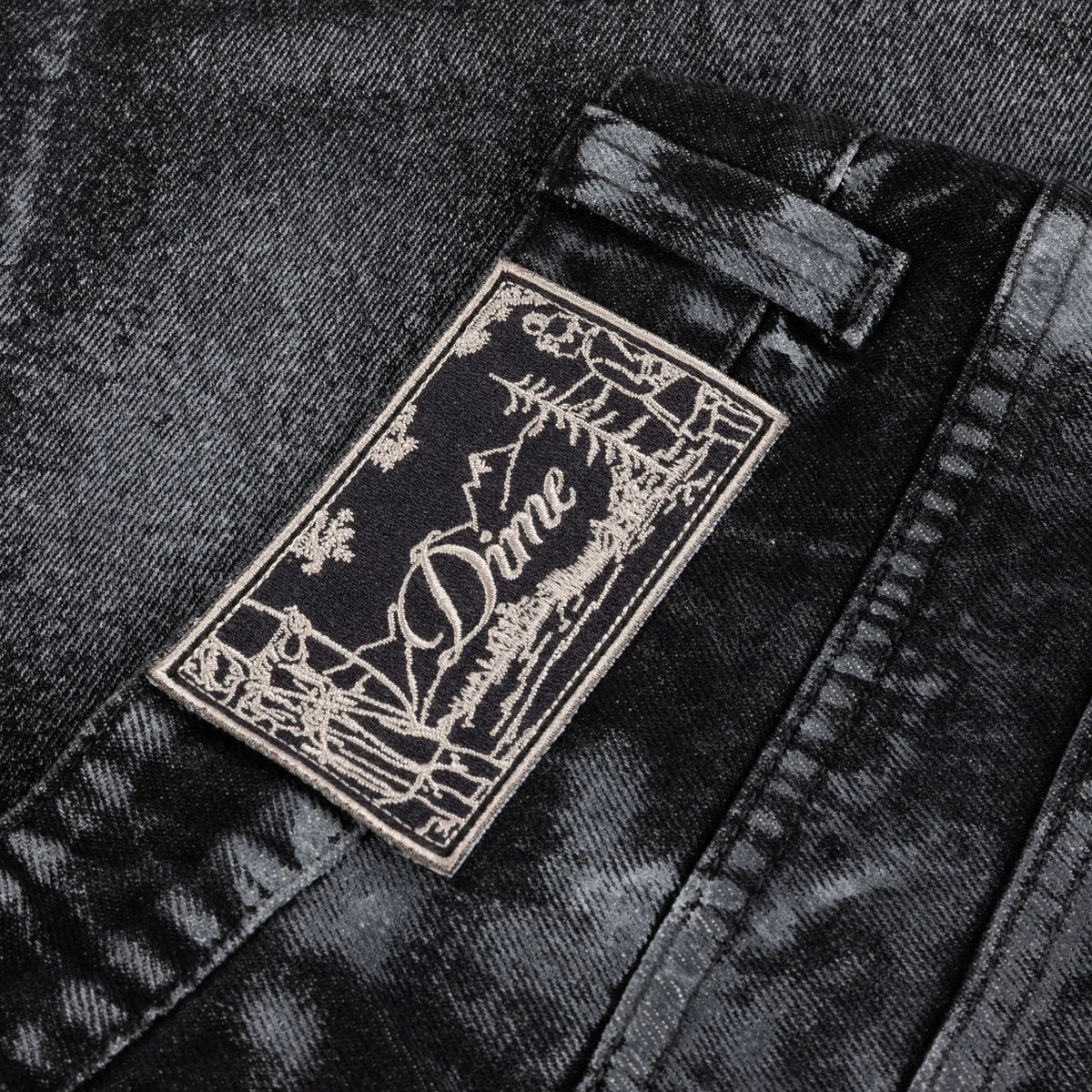 DIME MTL BAGGY DENIM PANTS BLACK/WHITE PAINT