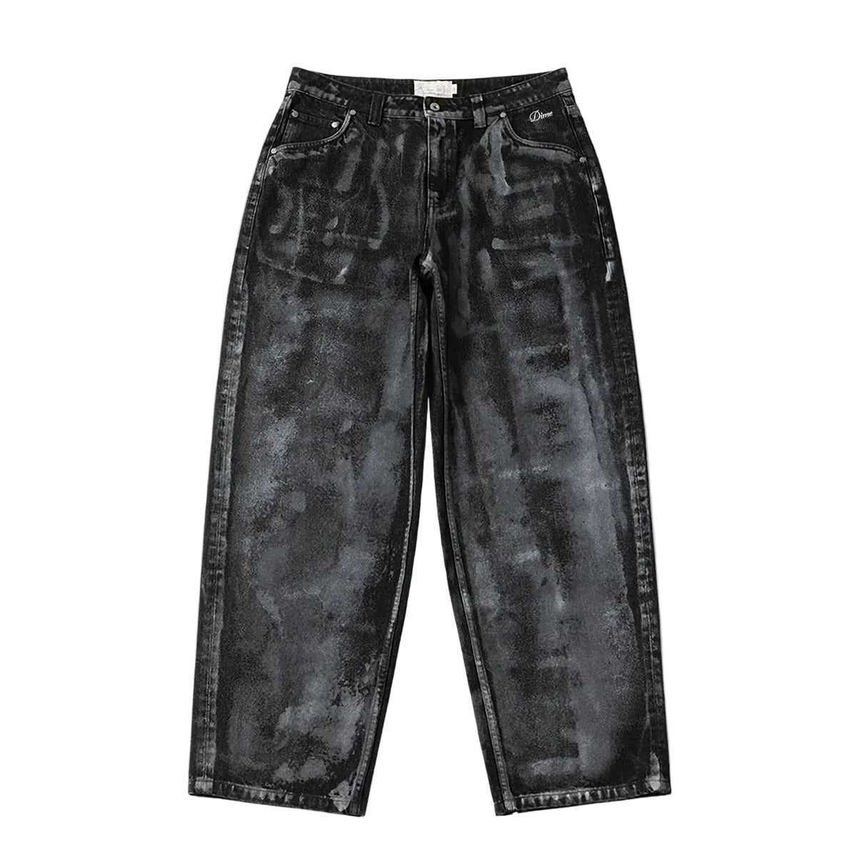 DIME MTL BAGGY DENIM PANTS BLACK/WHITE PAINT
