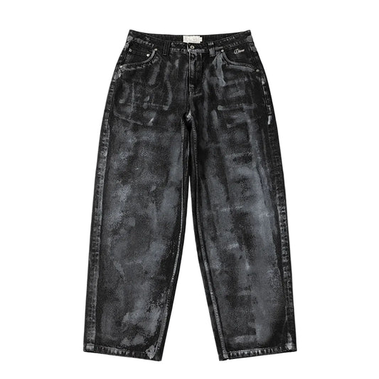 DIME MTL BAGGY DENIM PANTS BLACK/WHITE PAINT