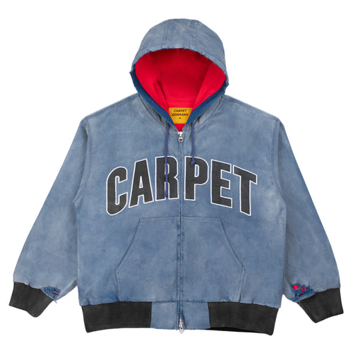 CARPET COMPANY BATTERED VARSITY WORK JACKET BLACK