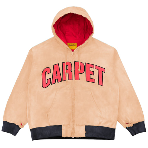 CARPET COMPANY BATTERED VARSITY WORK JACKET BROWN