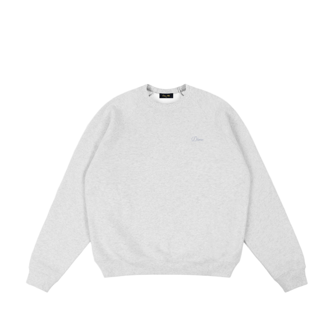DIME MTL CURSIVE SMALL LOGO CREWNECK ASH GREY – Olympia Skateshop