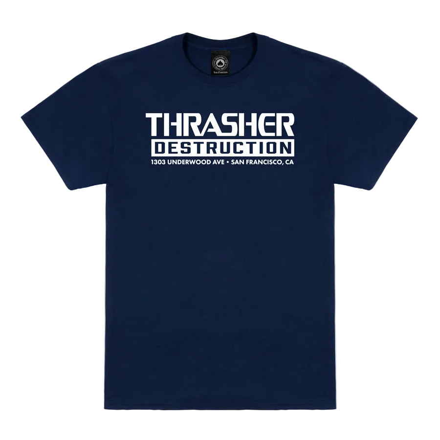 THRASHER MAGAZINE DESTRUCTION TEE NAVY