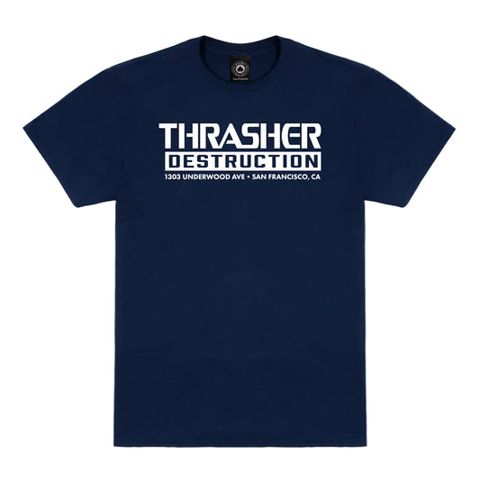 THRASHER MAGAZINE DESTRUCTION TEE NAVY