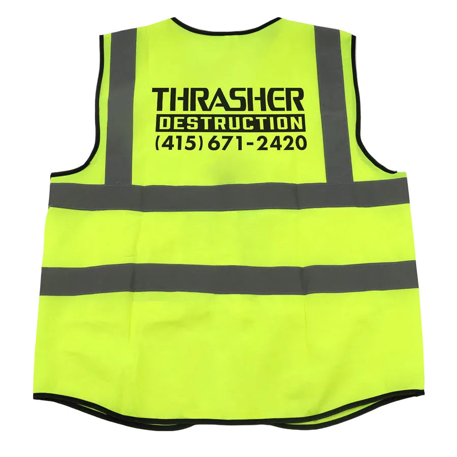THRASHER DESTRUCTION SAFETY VEST HI VIS GREEN