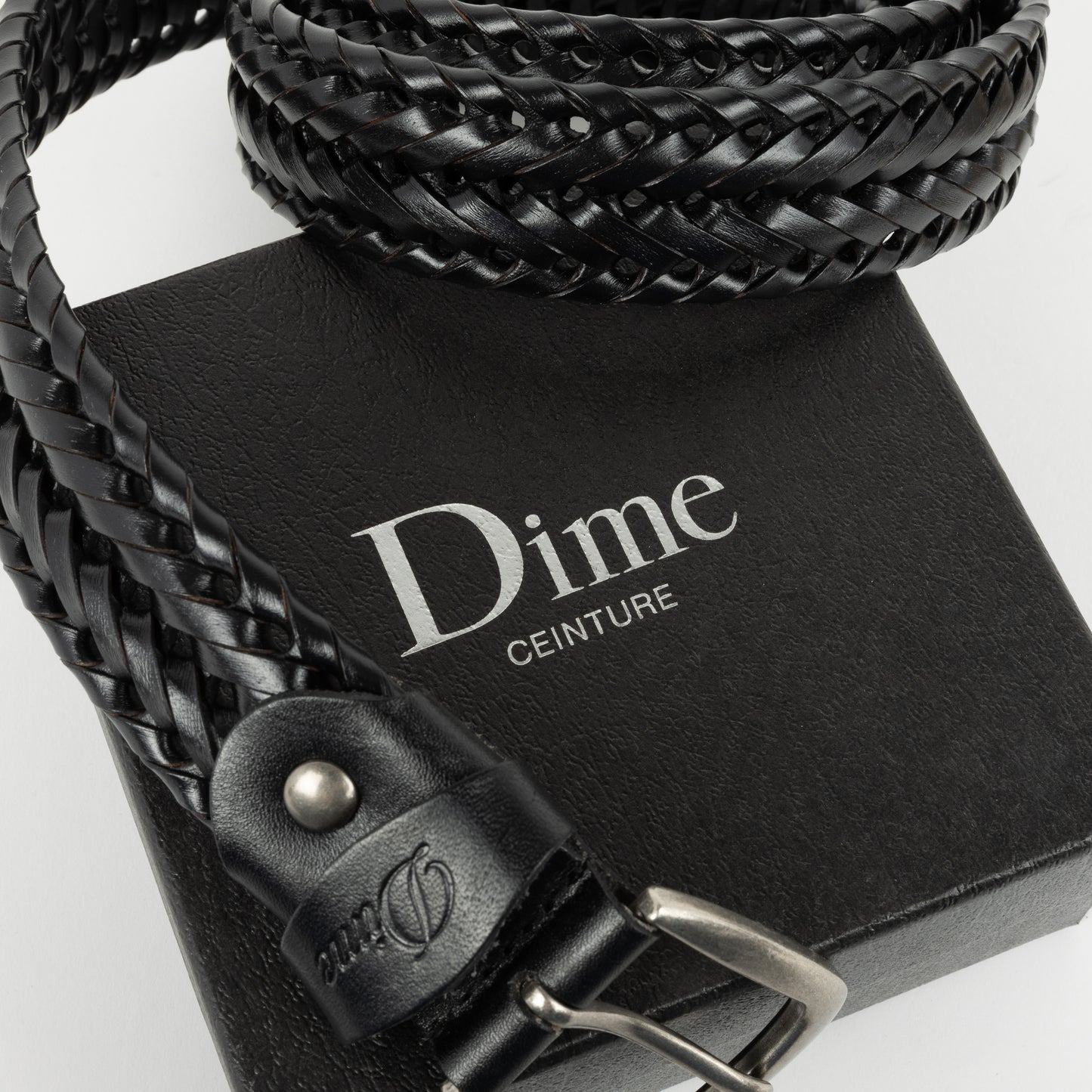 DIME MTL BRAIDED LEATHER BELT BLACK