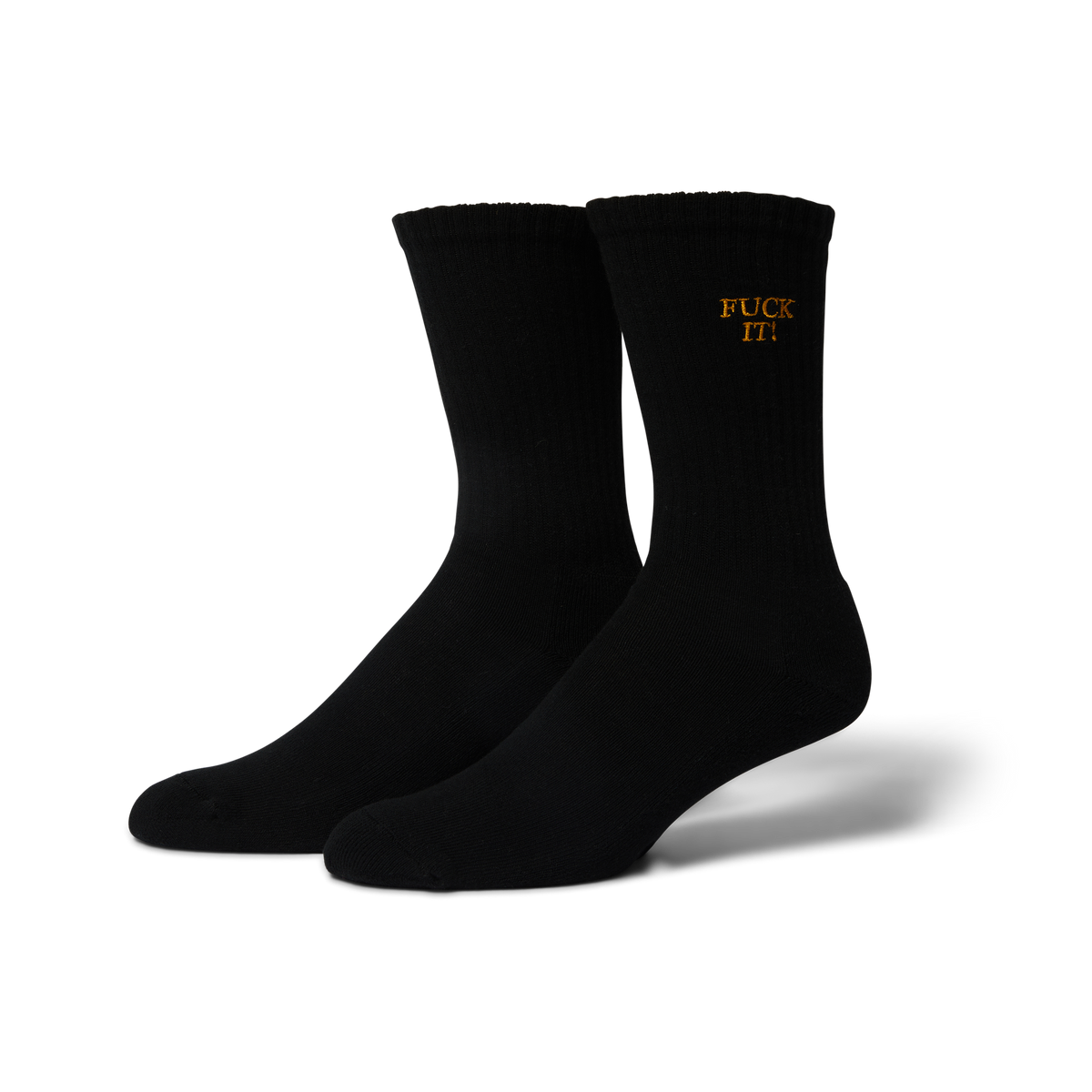 HUF WORLDWIDE FUCK IT EMBROIDERED SOCKS BLACK