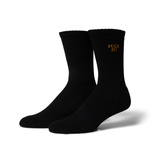 HUF WORLDWIDE FUCK IT EMBROIDERED SOCKS BLACK