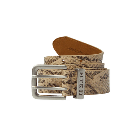 HUF WORLDWIDE F**K IT SNAKESKIN BELT BROWN