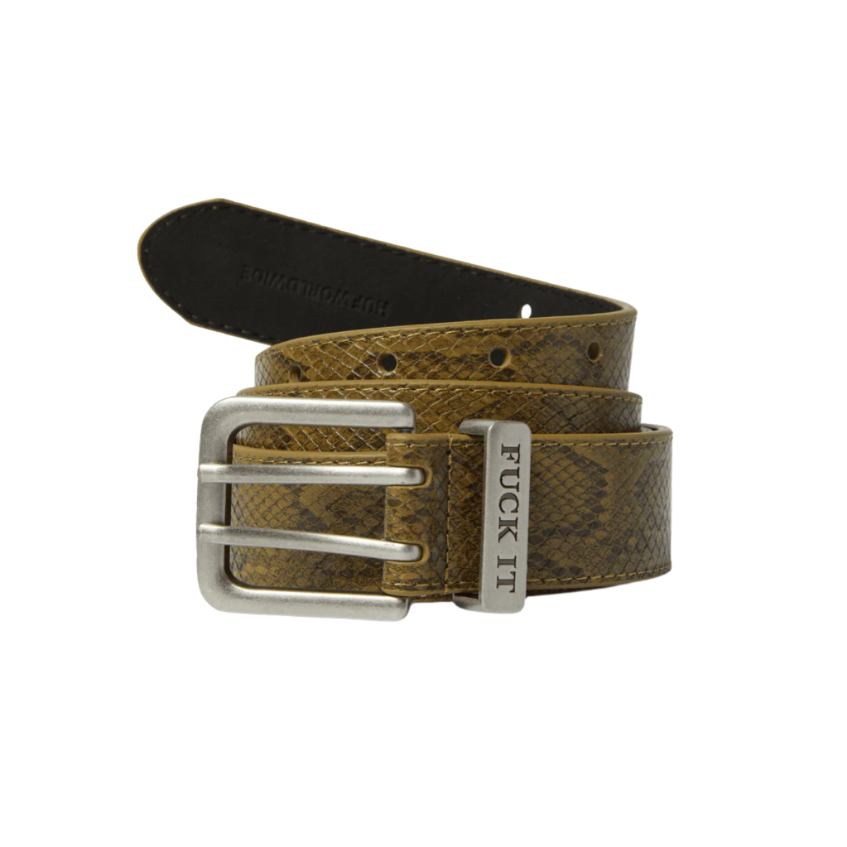 HUF WORLDWIDE F**K IT SNAKESKIN BELT GREEN