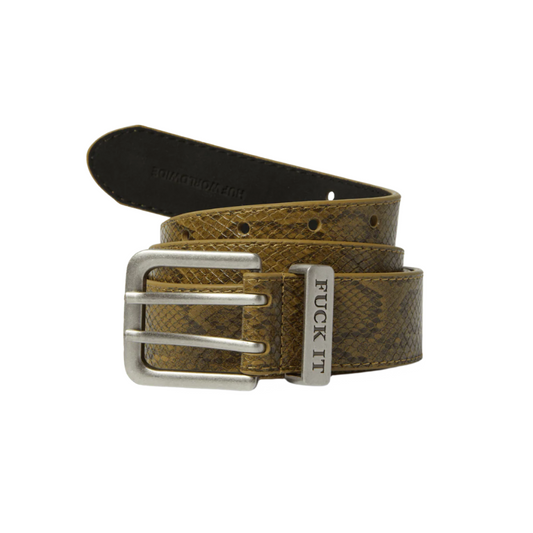 HUF WORLDWIDE F**K IT SNAKESKIN BELT GREEN