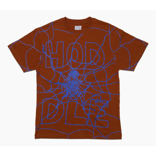 HODDLE SKATEBOARDS HODDLE WEB ALL OVER PRINT TEE BROWN