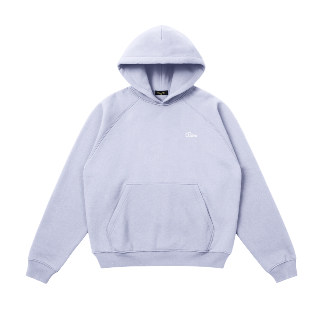 DIME MTL CURSIVE SMALL LOGO HOODIE GREY LAVENDER