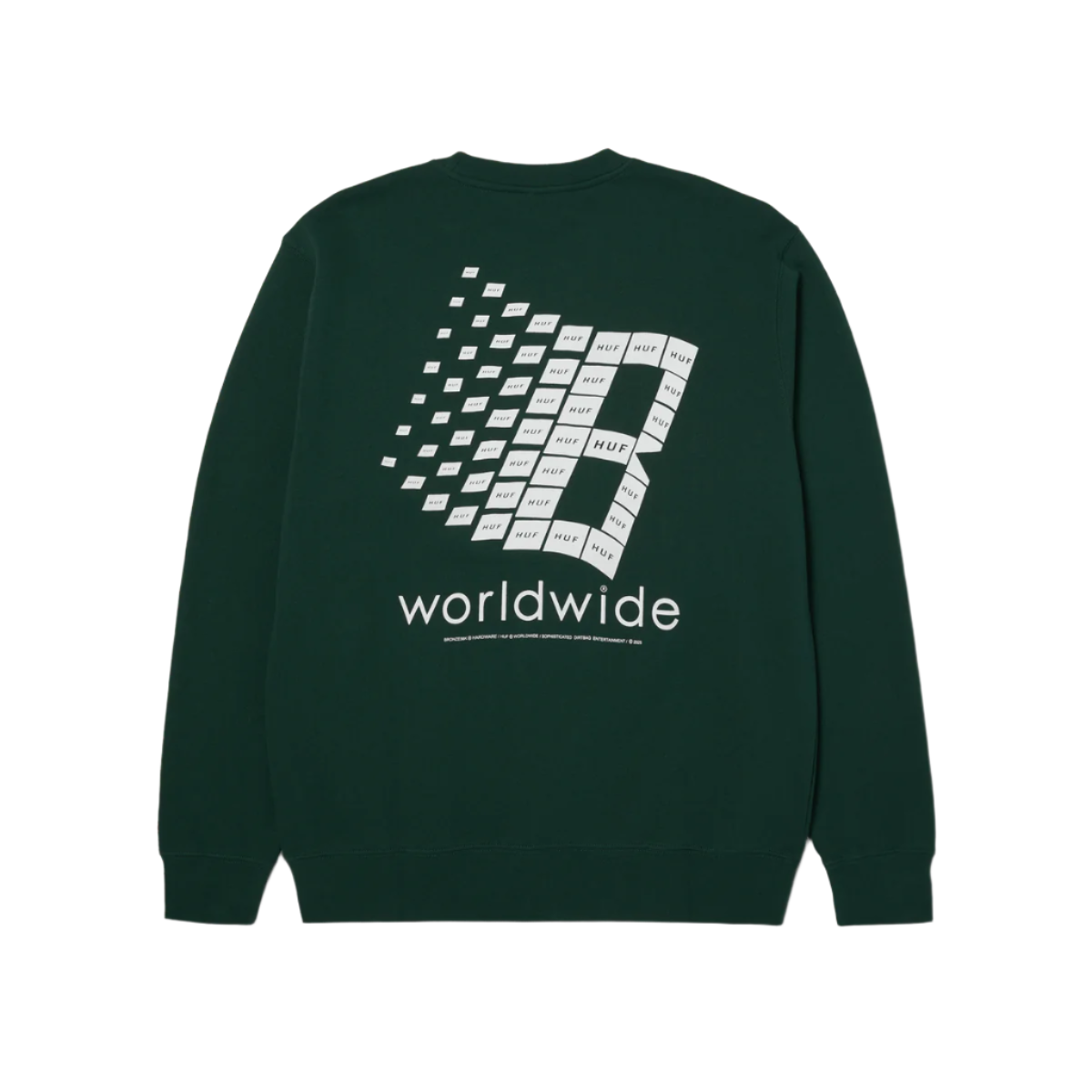 HUF WORLDWIDE X BRONZE CREWNECK FOREST GREEN