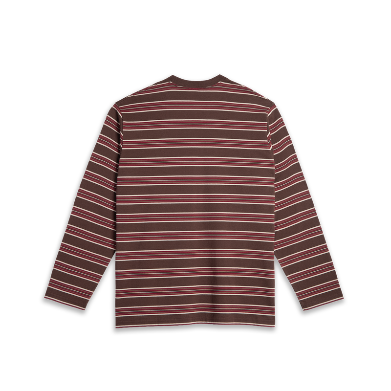 POLAR SKATE CO STEVE LS TEE STRIPE BROWN/RED