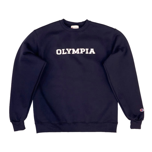 OLYMPIA SKATESHOP BLOCK LOGO CREWNECK NAVY/WHITE