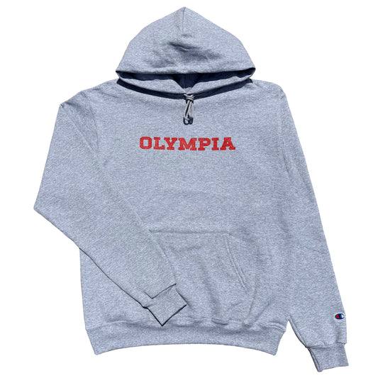 OLYMPIA SKATESHOP BLOCK LETTER HOODIE GREY/RED