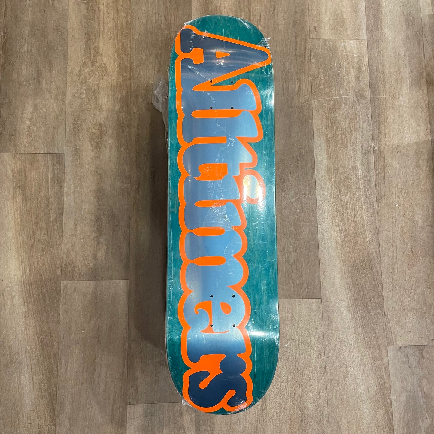 ALLTIMERS SKATEBOARDS BROADWAY ORANGE OUTLINE DECK 8.38