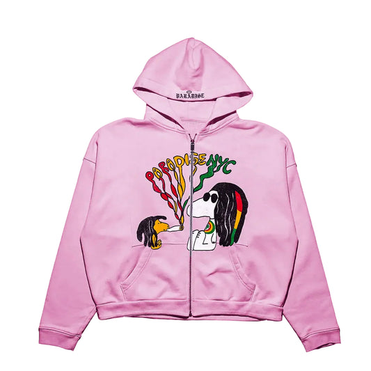 PARADISE NYC BEAGLIZE IT ZIP HOODIE LIGHT PINK