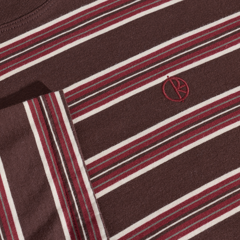 POLAR SKATE CO STEVE LS TEE STRIPE BROWN/RED