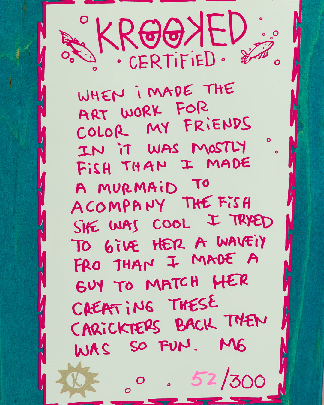 KROOKED SKATEBOARDS MERMAID HAND SCREEN DECK 9.25