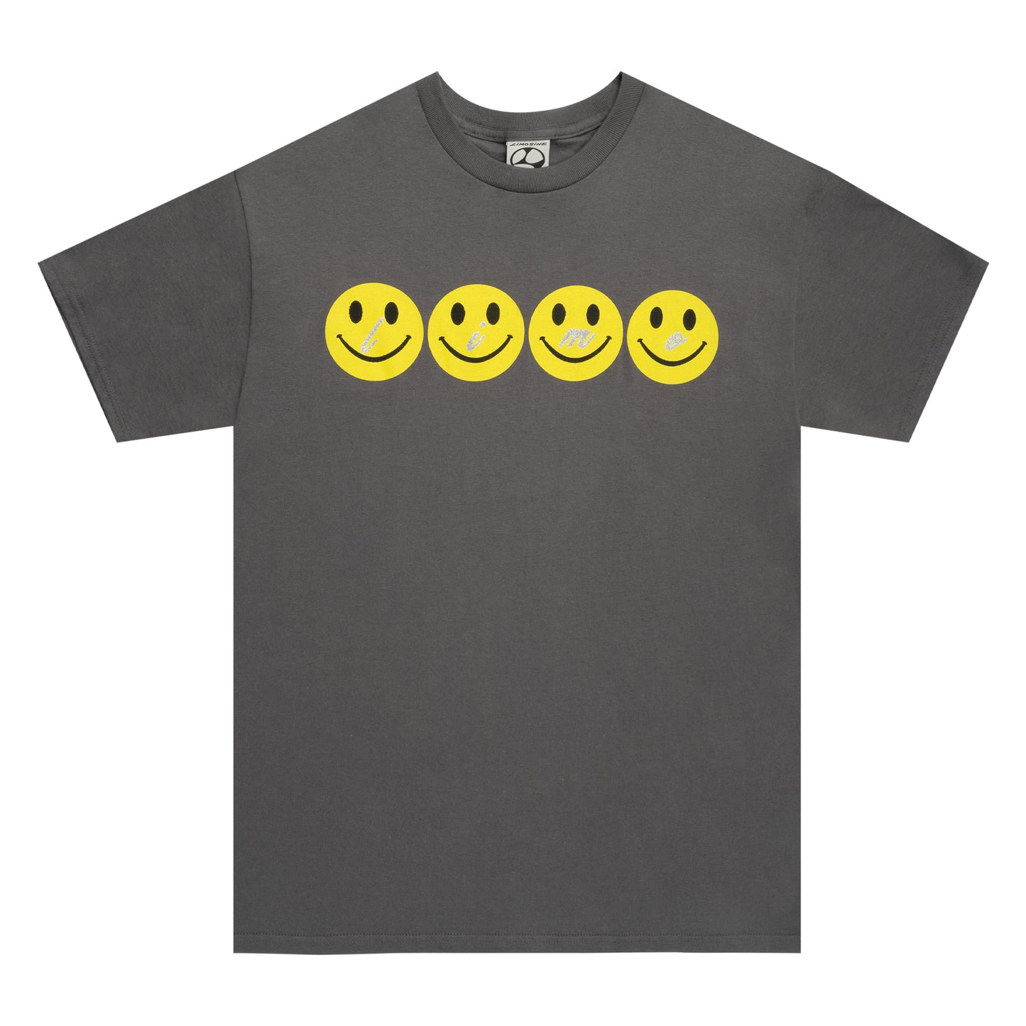 LIMOSINE SKATEBOARDS GLITTER SMILE TEE CHARCOAL