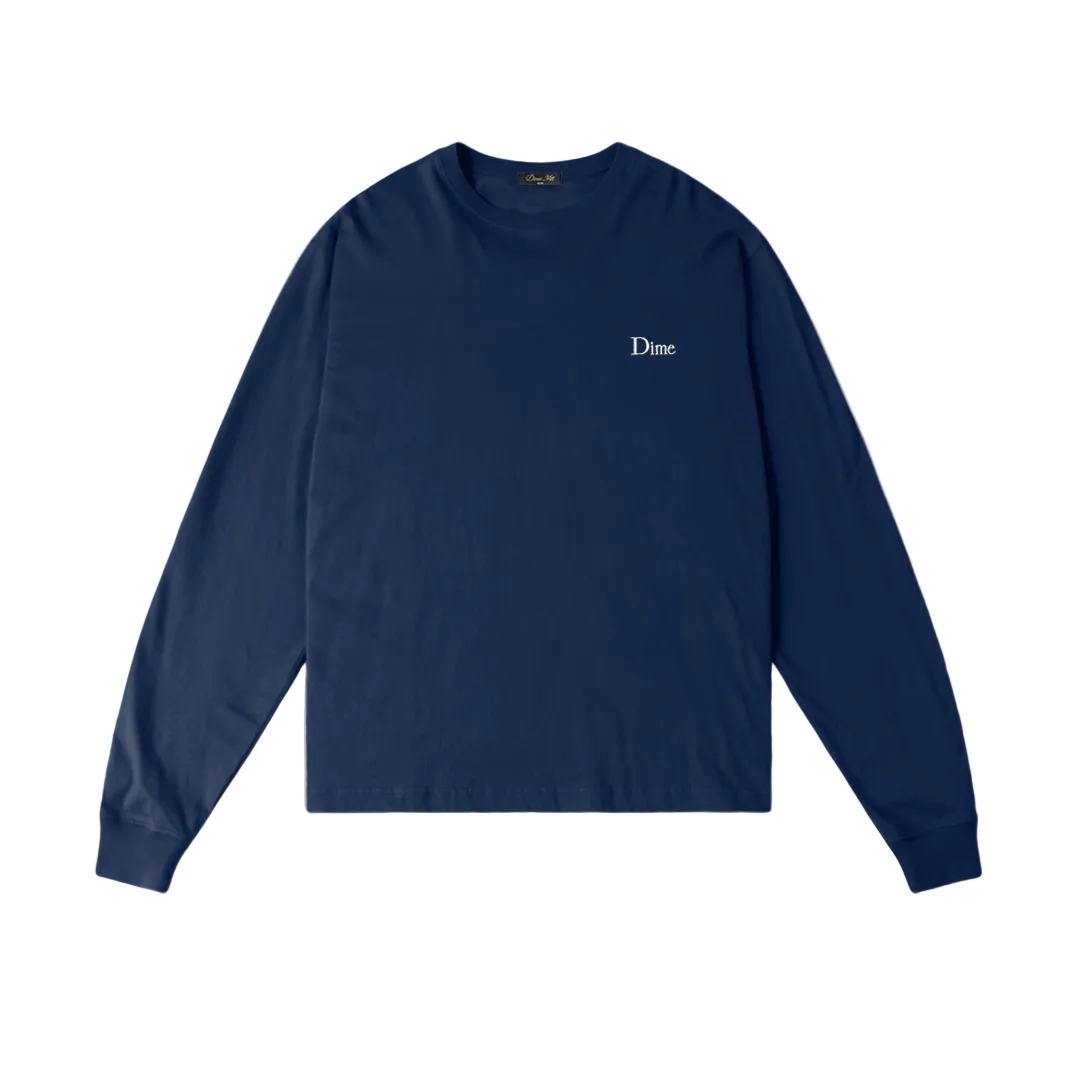 DIME MTL CLASSIC SMALL LOGO LS TEE MIDNIGHT NAVY
