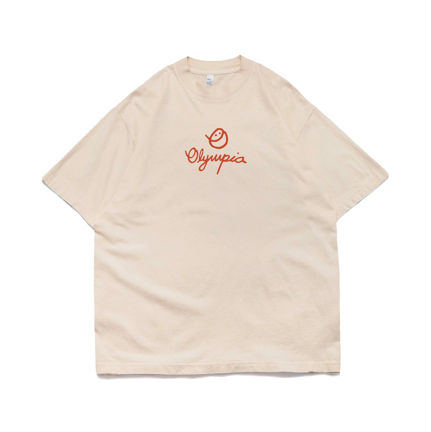 OLYMPIA SMILEY SCRIPT TEE CREME/OLY RED