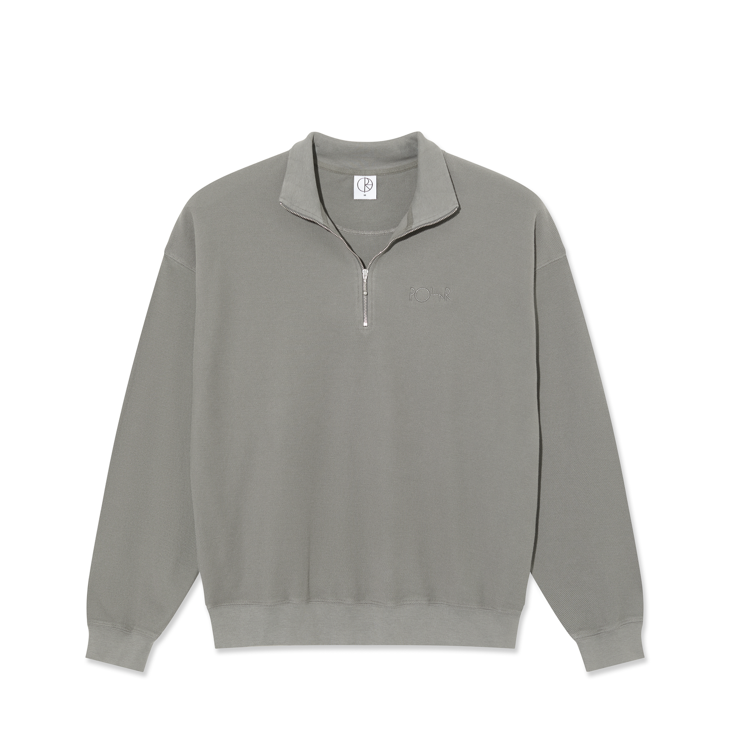 POLAR SKATE CO HALF ZIP LS SHIRT PIQUE GREY