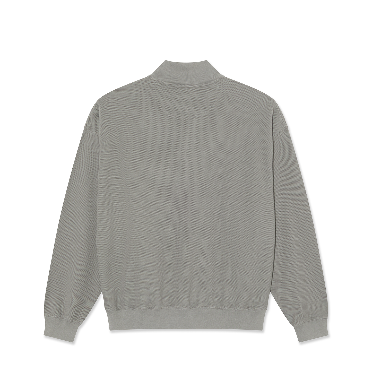 POLAR SKATE CO HALF ZIP LS SHIRT PIQUE GREY
