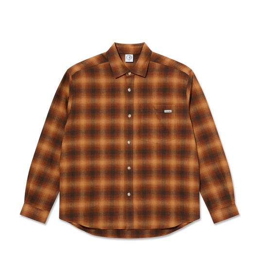 POLAR SKATE CO MITCHELL LS SHIRT SHADOW CHECK CARAMEL