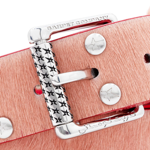 CARPET COMPANY PONY HAIR STUDDED BELT PINK