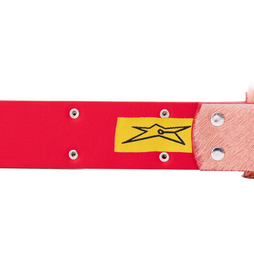 CARPET COMPANY PONY HAIR STUDDED BELT PINK