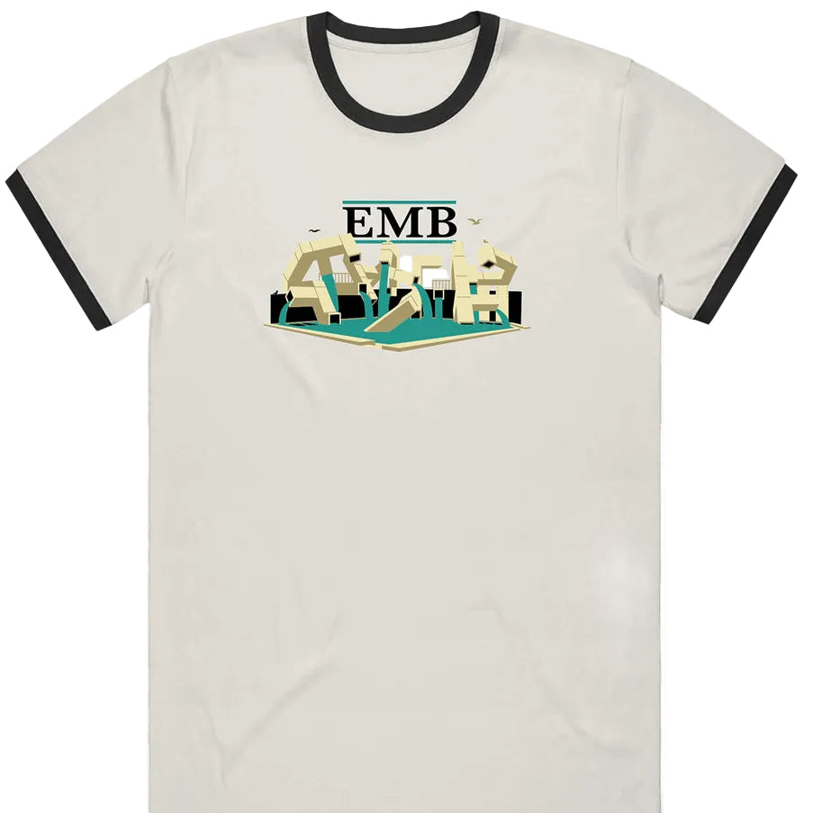 REAL SKATEBOARDS EMB RINGER TEE NATURAL/BLACK