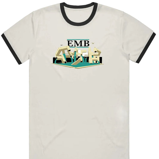 REAL SKATEBOARDS EMB RINGER TEE NATURAL/BLACK