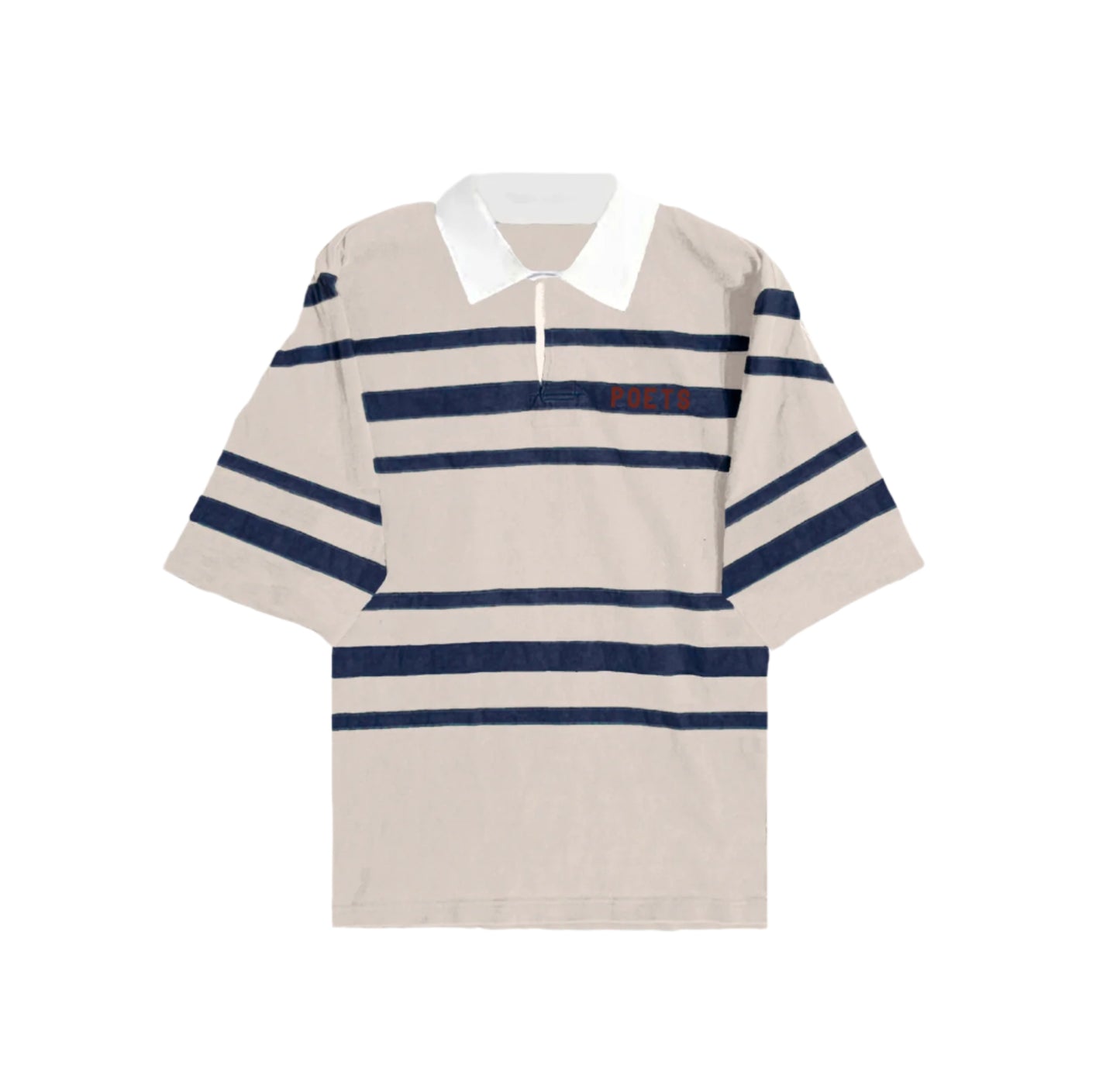 POETS BRAND RUGBY SHORT SLEEVE POLO SHIRT NATURAL WHITE
