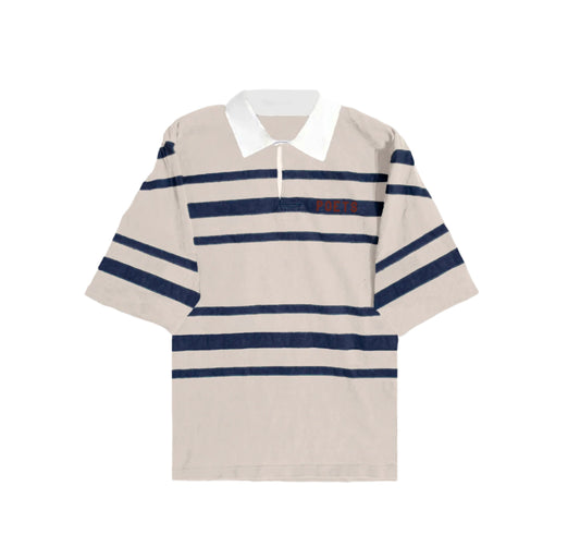 POETS BRAND RUGBY SHORT SLEEVE POLO SHIRT NATURAL WHITE