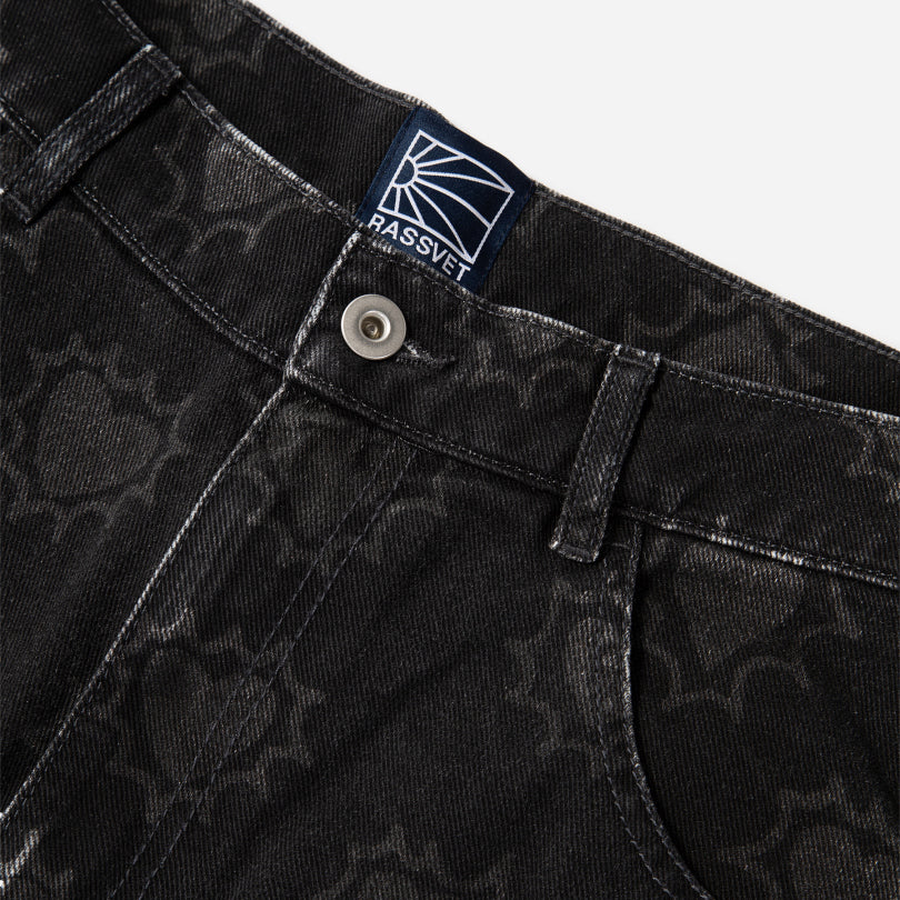 RASSVET / PACCBET HEARTS PRINT DENIM TROUSERS WOVEN BLACK