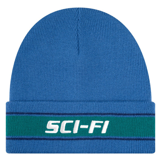 SCI-FI FANTASY STRIPE FOLD BEANIE BLUE