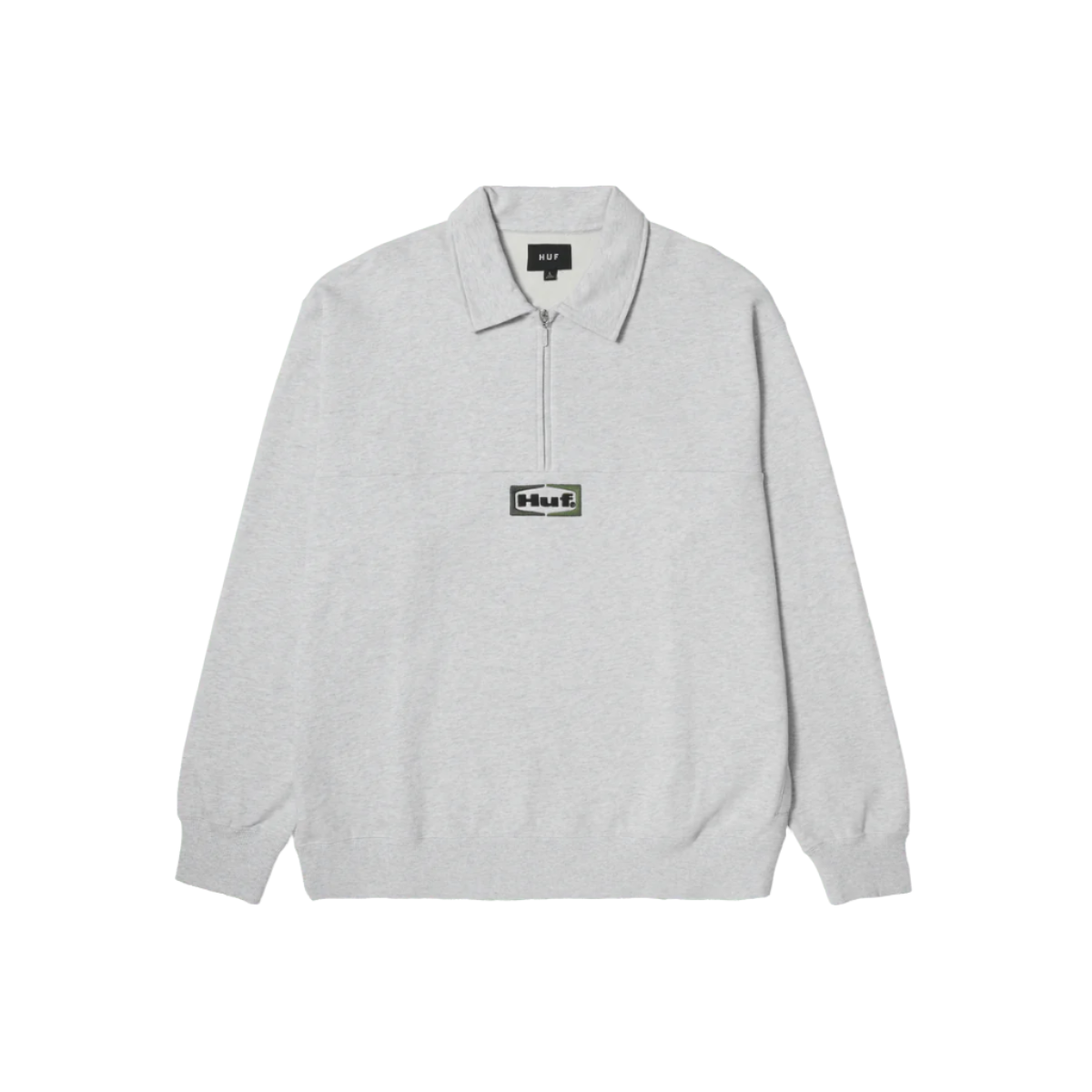 HUF WORLDWIDE SLATE QUATER ZIP FLEECE HEATHER GREY