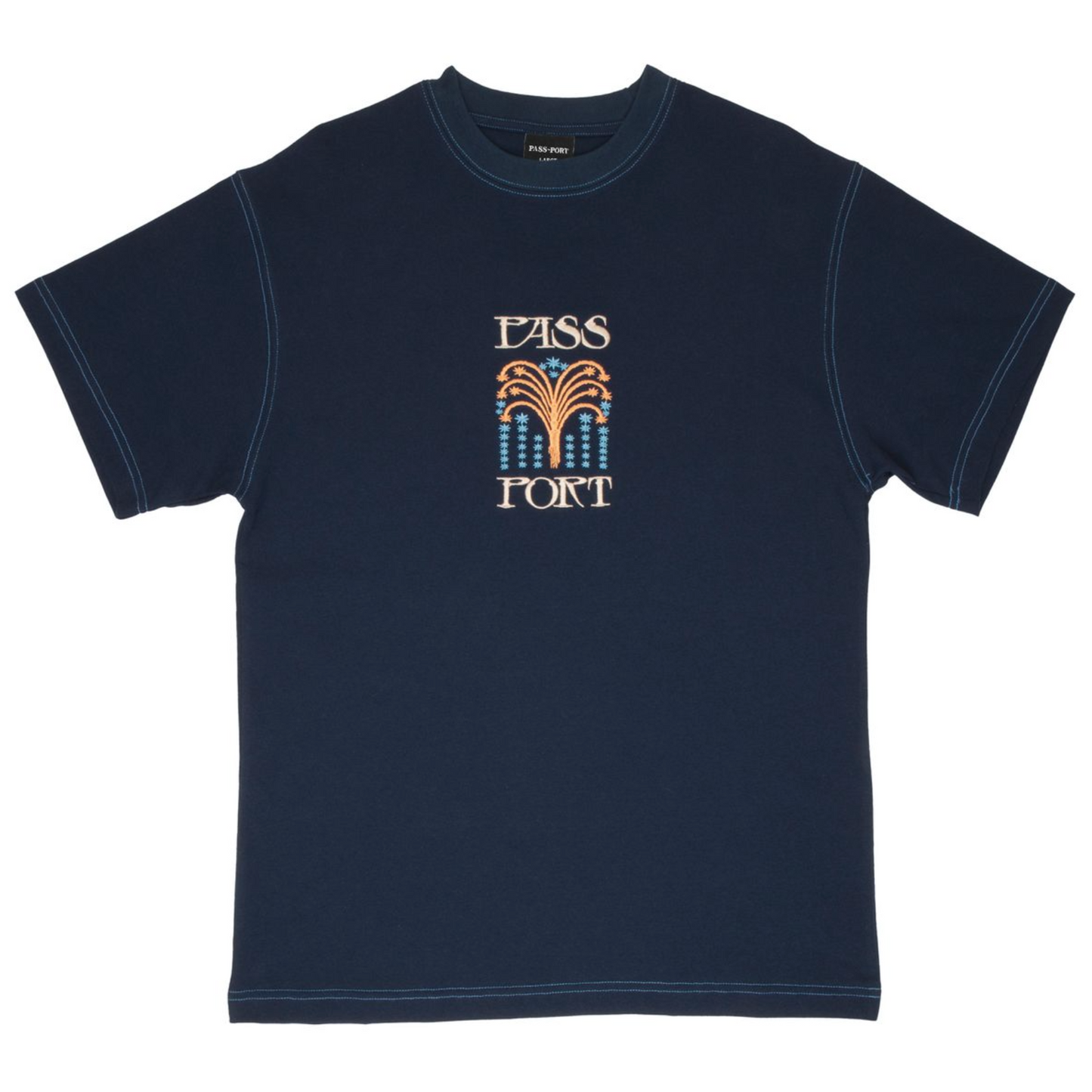 PASS~PORT SKATEBOARDS ROMAN CANDLE TEE NAVY