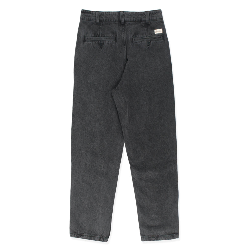 THEORIES SKATEBOARDS BELVEDERE PLEATED DENIM TROUSER WASHED BLACK