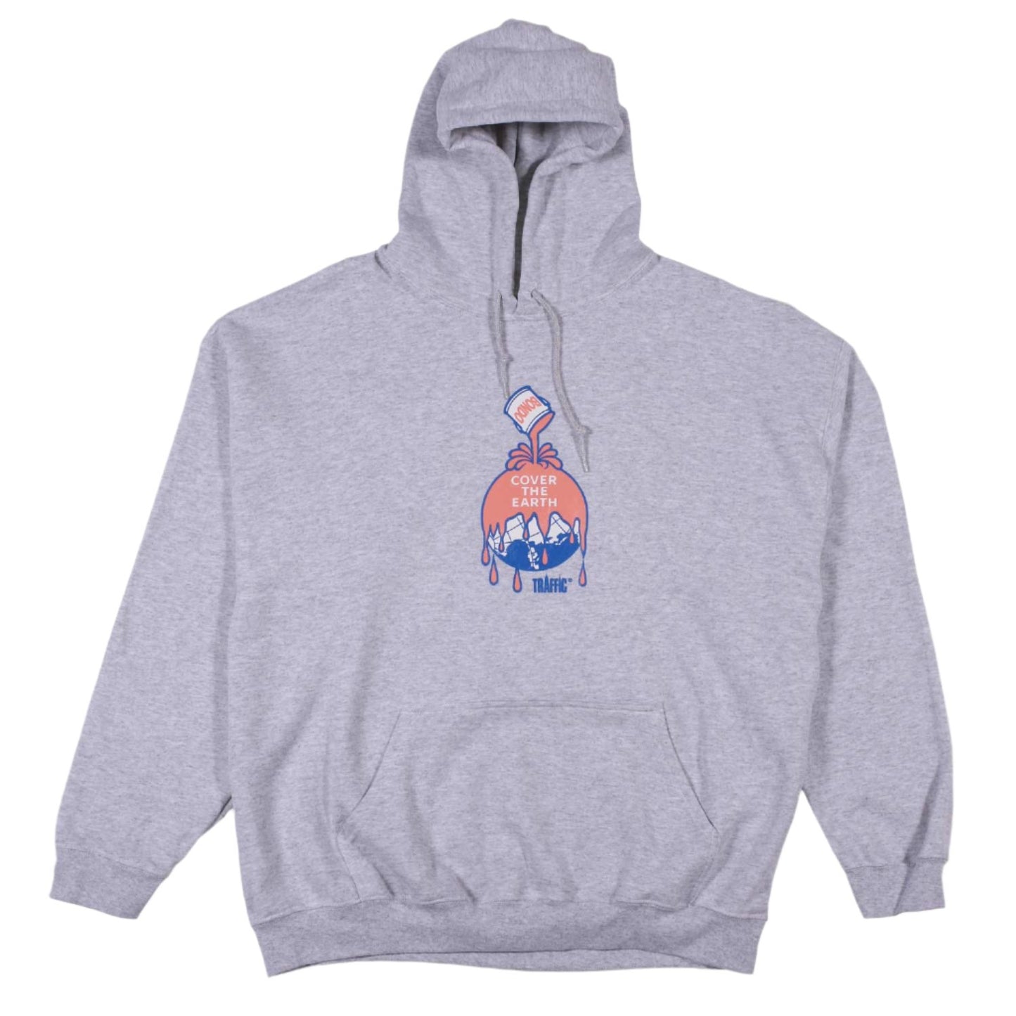 TRAFFIC SKATEBOARDS COVER THE EARTH PULLOVER HOODIE HEATHER