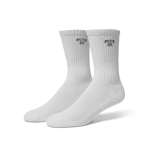 HUF WORLDWIDE FUCK IT EMBROIDERED SOCKS WHITE