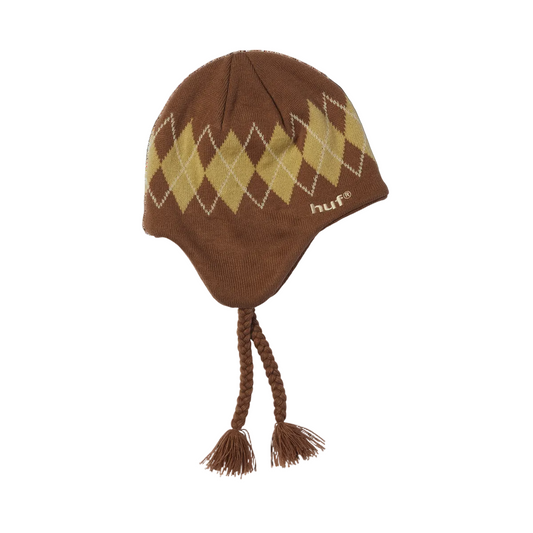 HUF WORLDWIDE WILSON BRAIDED BEANIE BROWN