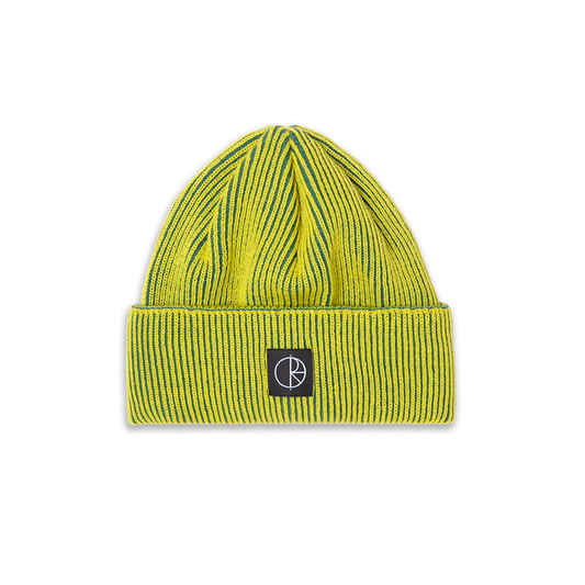 POLAR SKATE CO. LINES MERINO BEANIE CHARTREUSE/ARMY GREEN