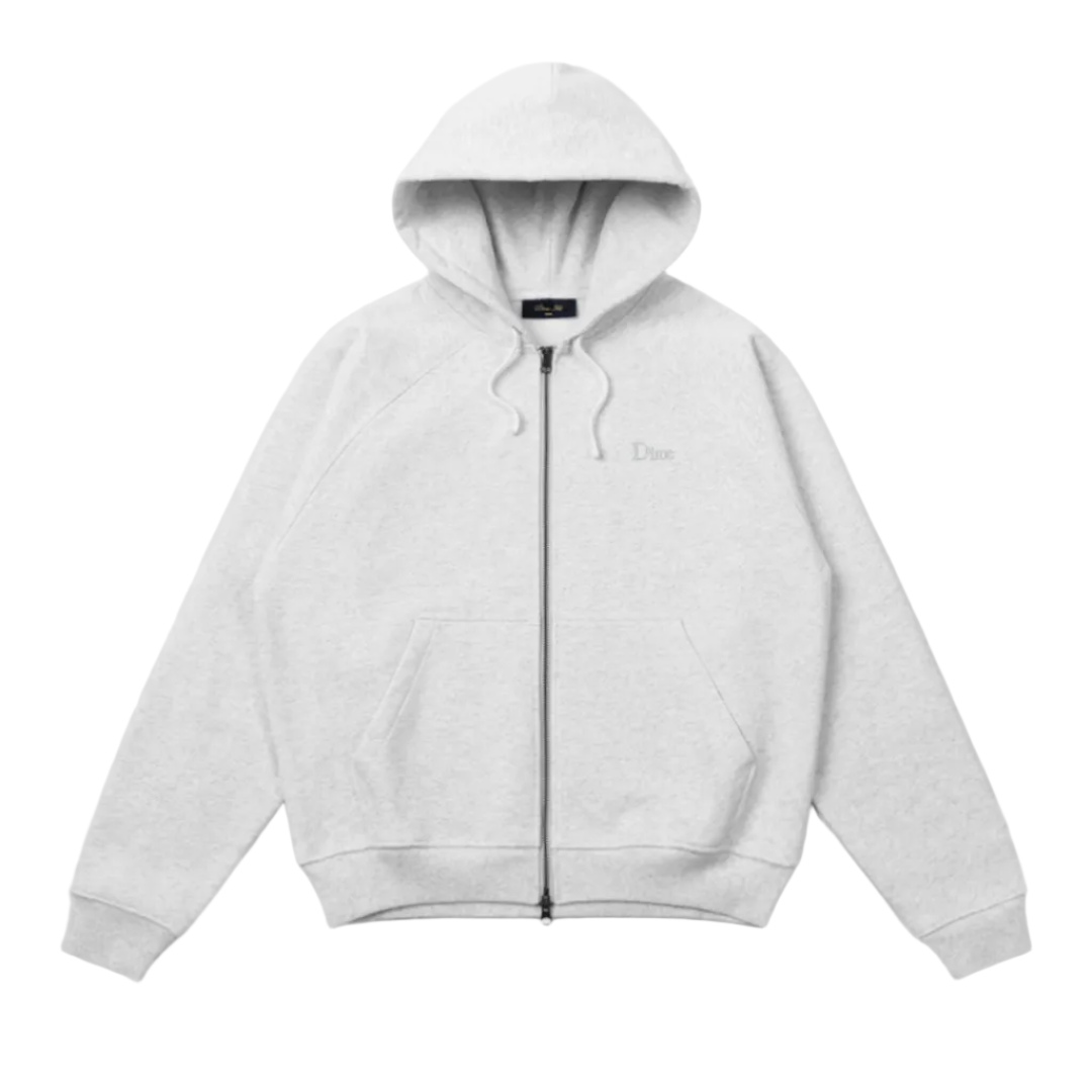 DIME MTL CLASSIC SMALL LOGO ZIP HOODIE ASH