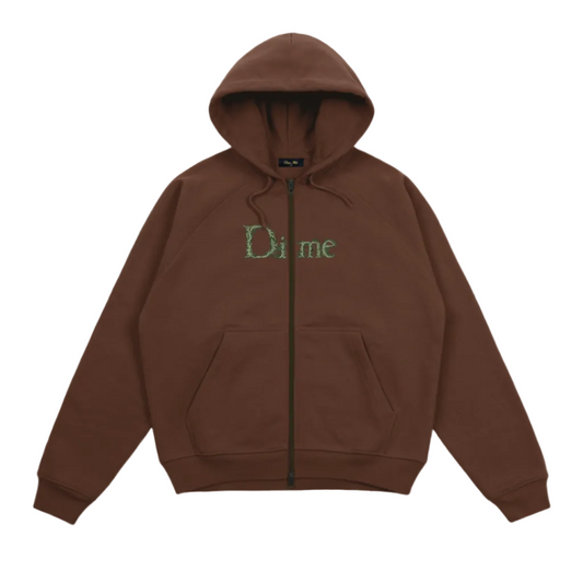 DIME MTL CLASSIC VEINS ZIP HOODIE DARK BROWN