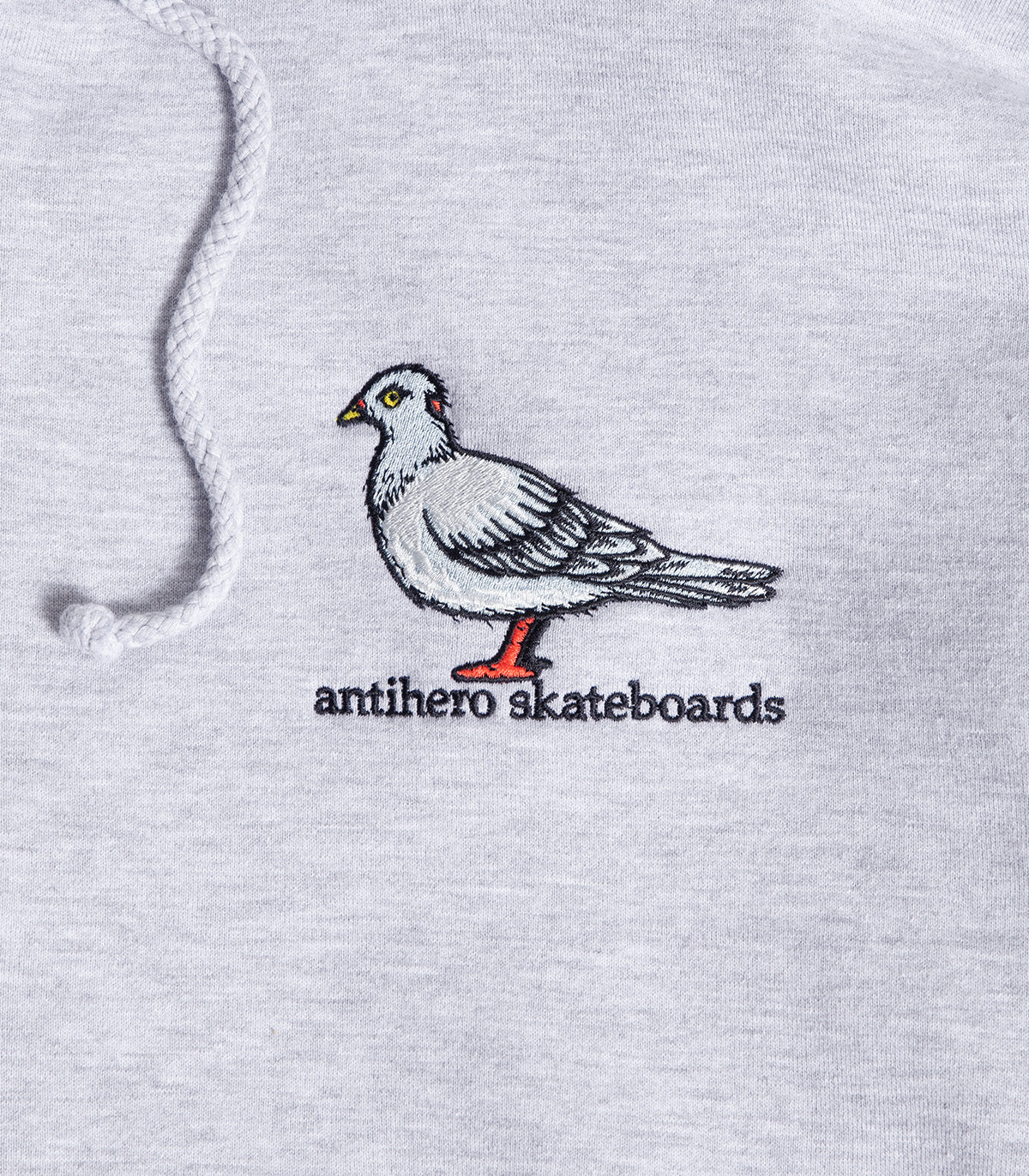 ANTIHERO SKATEBOARDS LIL PIGEON EMBROIDERED ZIP HOODIE GREY